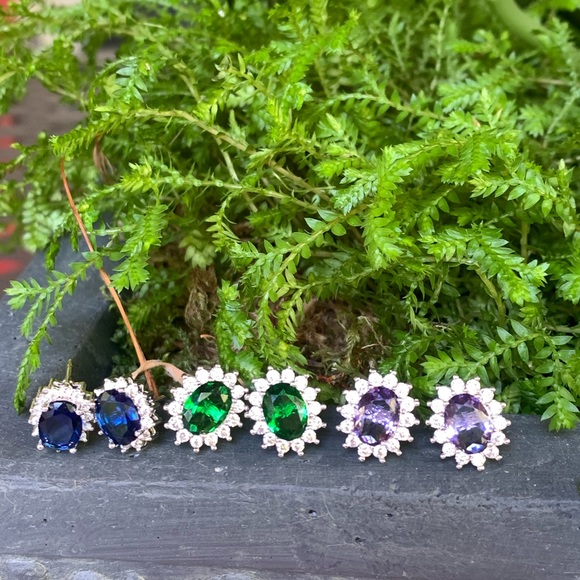 Sterling Silver CZ Stud Earrings - Picture 6 of 7